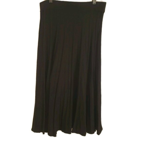 NWT T TAHARI RIBBED KNIT MIDI SKIRT BLACK LARGE - Picture 2 of 9
